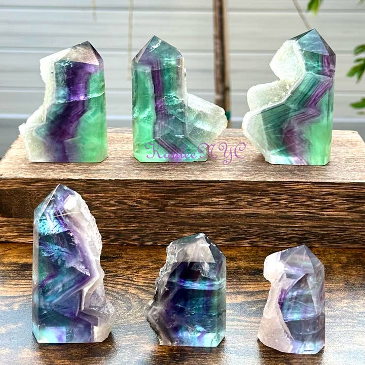 KayleeNYC - Wholesale Spiritual Stone/Crystal - 3-5 PCs Natural Fluorite Obelisk Point Crystal Energy5
