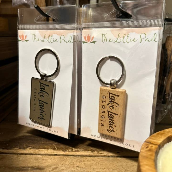 The Lillie Pad - Wholesale Keychain - Unisex - Custom Local Lake Name Leatherette + Metal Keychain3