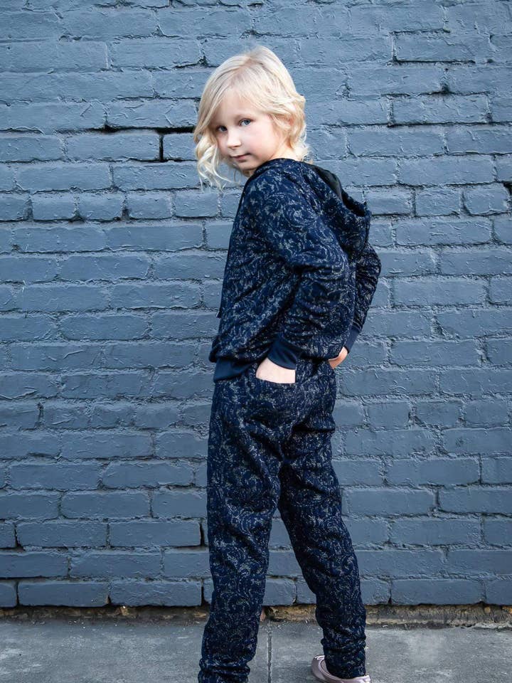 Chia Mini Jogger - Navy Knit - Girls for wholesale by Eva Franco