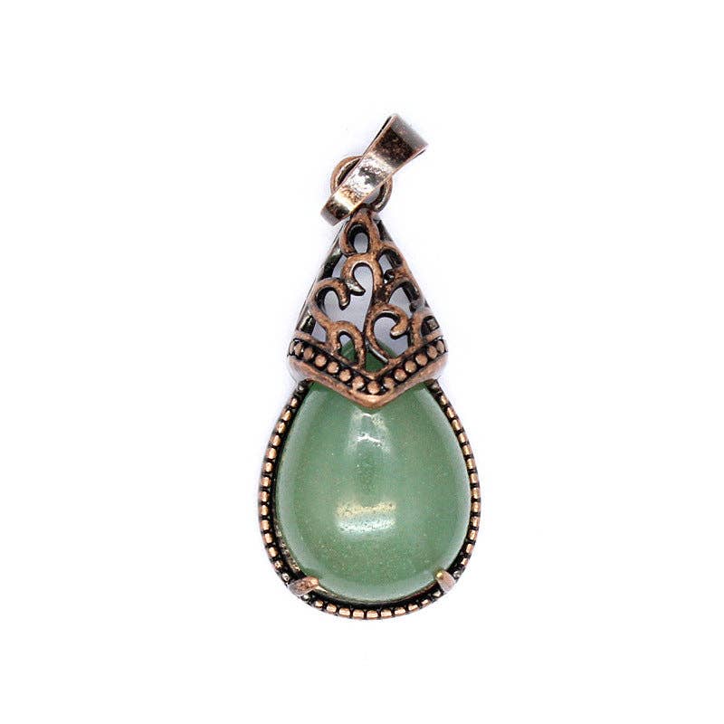 Mio Queena - Wholesale Individual Charm/Pendant - Drop-shaped Natural Stone Bronze Charms (Single Pendant) -CS4