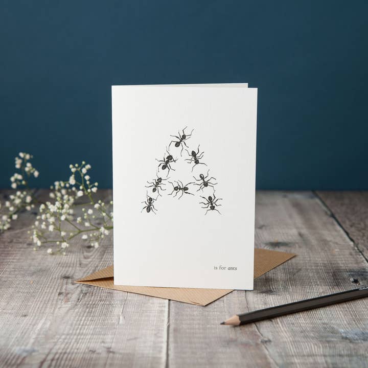 A is for Ants Card for wholesale by Lucy Coggle Designs