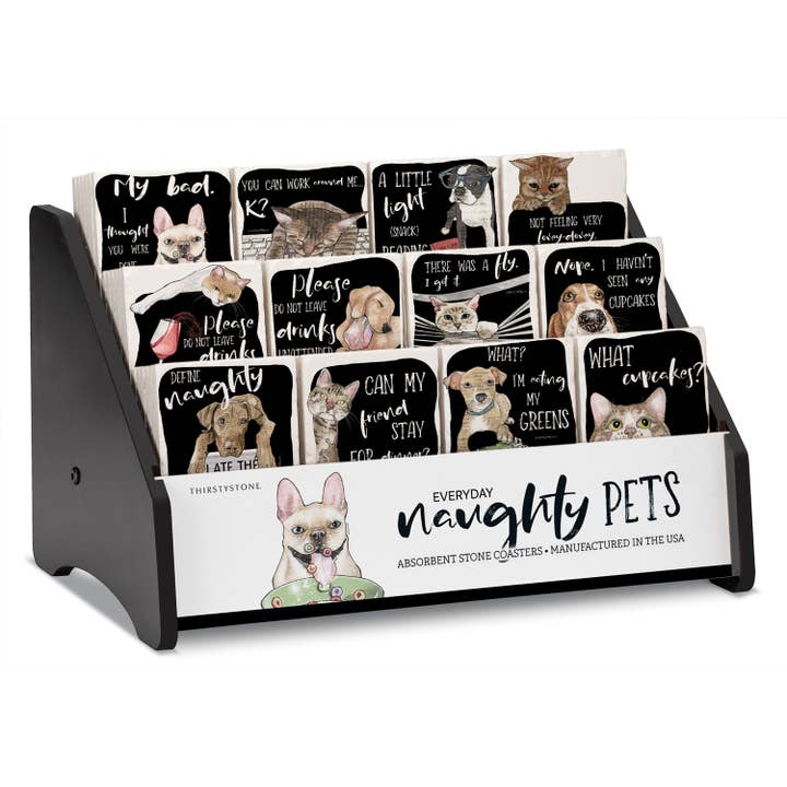 CounterArt/Highland Home/Thirstystone/CoasterStone - Wholesale Retailer Display - Home & Living - Naughty Pets Pre-Packed Single Coaster Display