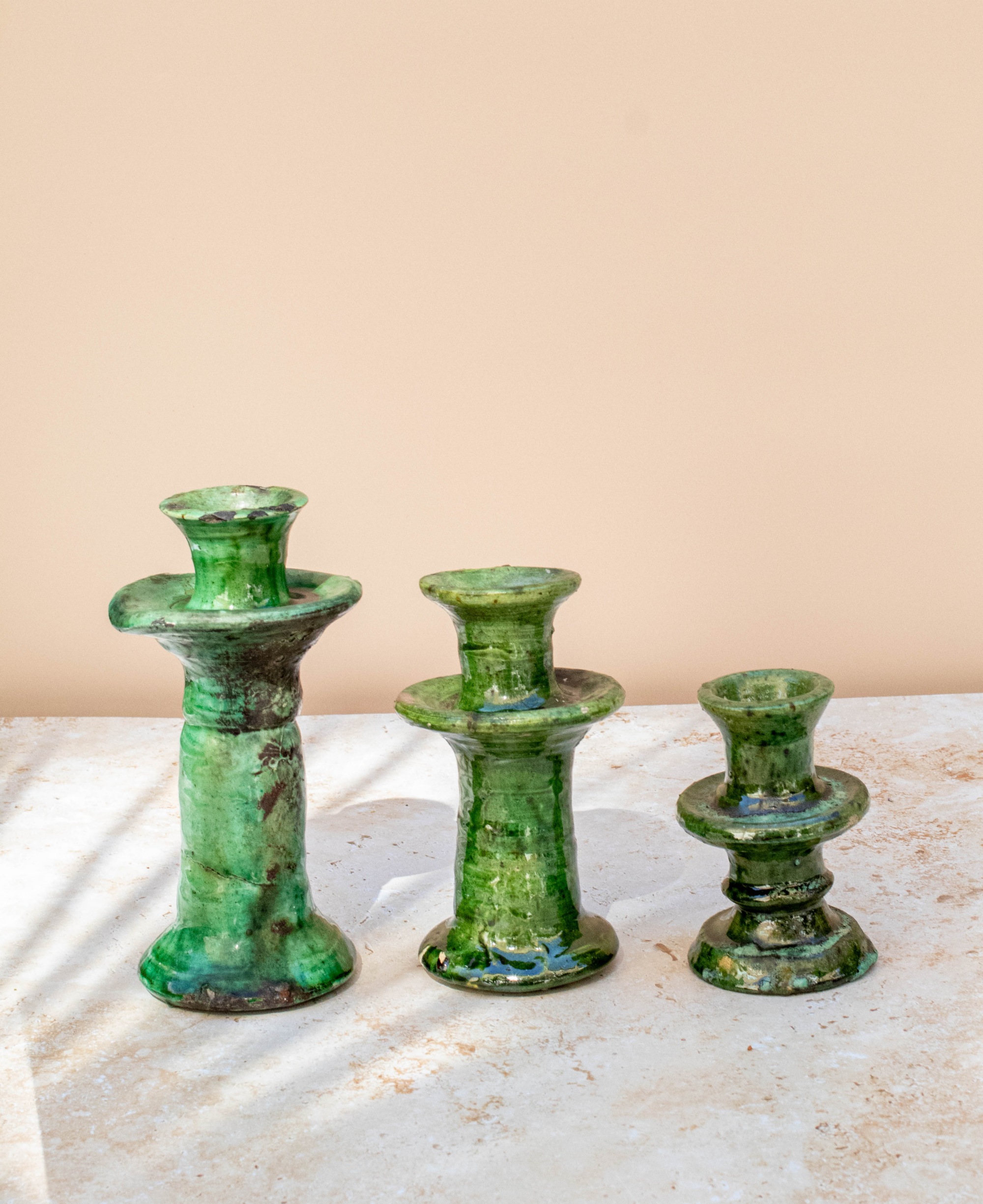Maison Berber – wholesale Candle holder – Tamegroute Green Candle Holder – 3 Sizes3