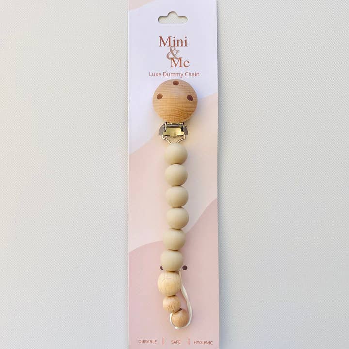 Cuddle Bug & Co - Wholesale Pacifier clip – Baby - Mini & Me Luxe Dummy Chain Almond