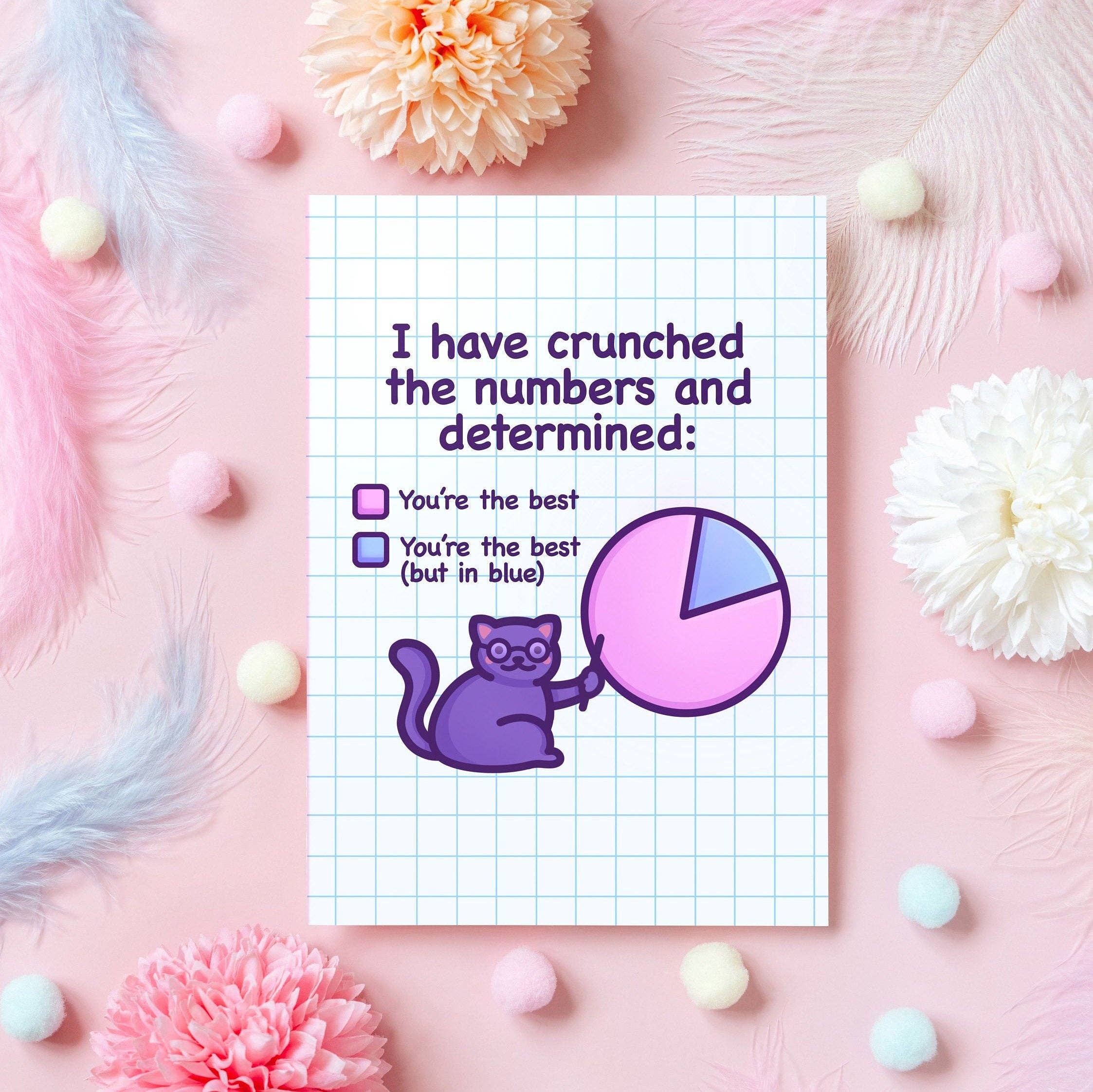 Mona Mauve • Silly Art! - Wholesale Anniversary Card - I Have Crunched the Numbers | Cute & Nerdy Anniversary Card1