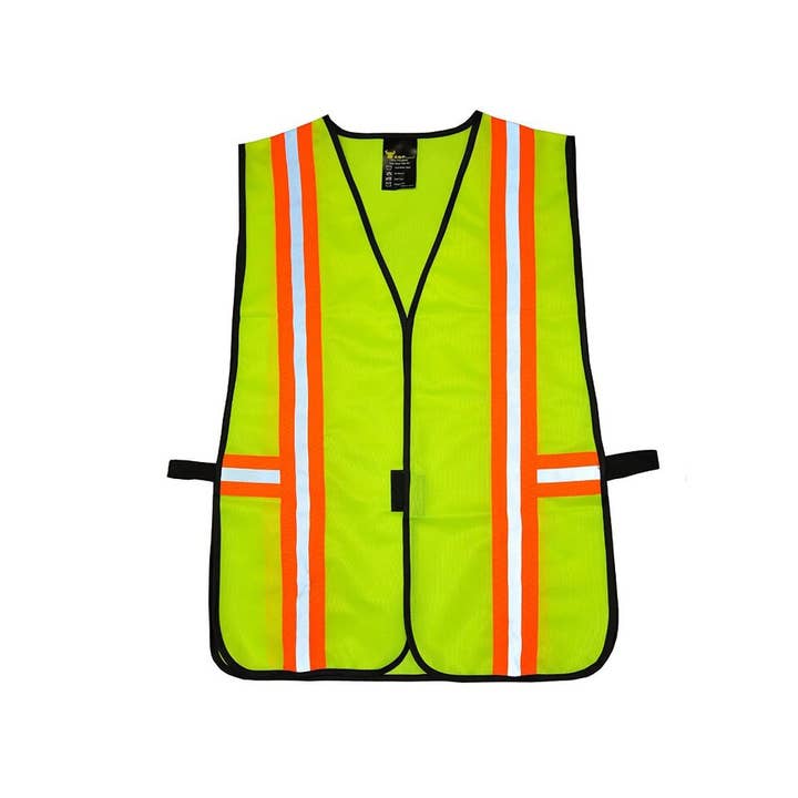 Safety Vest With Reflective Strips - Â Neon Lime Green, 1 pc for wholesale by G & F Products