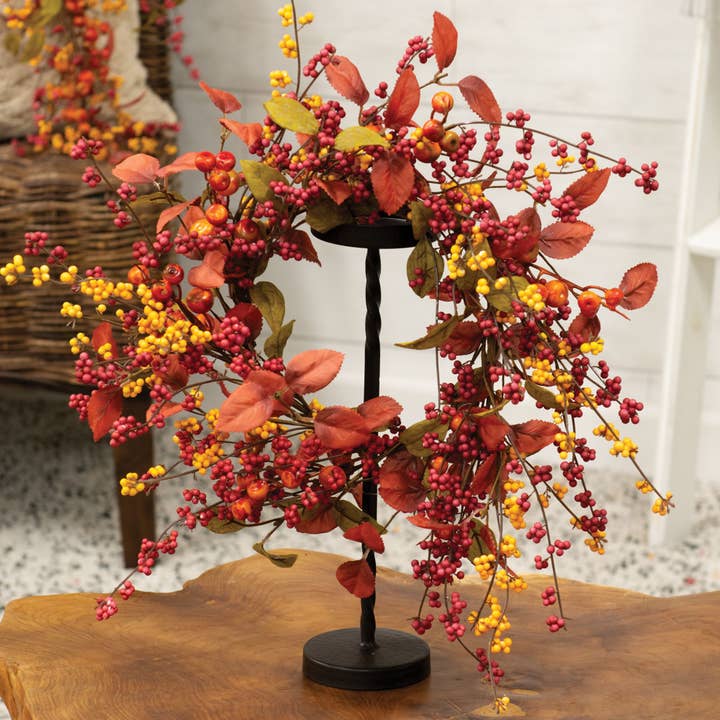Saybrook Lane - Wholesale Wreath - Bountiful Berries & Leaves Candle Ring, 6.5"