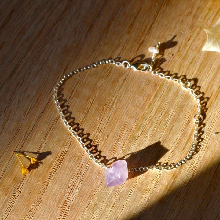 Armband aus rohem Amethyst, mit Silber gefülltes Armband, Edelstein-Schmuck für den Großhandel von Moonstone Made