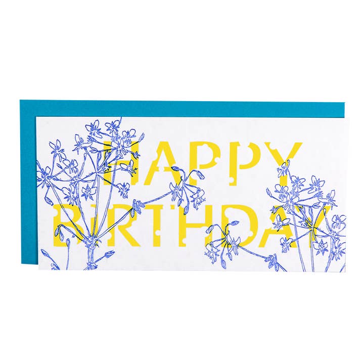 Cartão de aniversário de gerânio por atacado de Navy Midnight Press