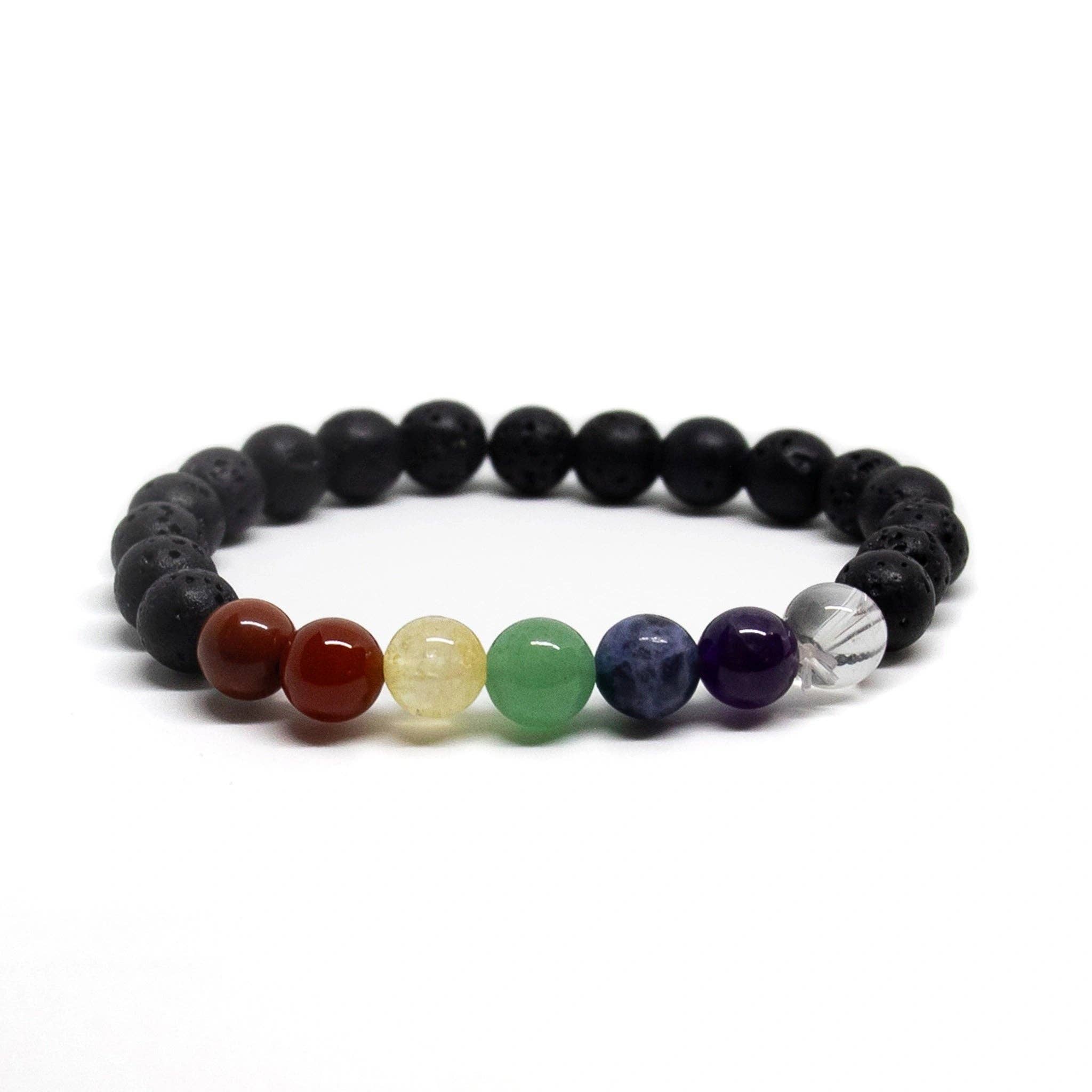 Namu Baru Inc. – wholesale Pärlarmband – Äkta ädelsten Lava Stone Chakra Armband - Handled Mala - 8mm2