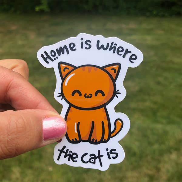 Pegatina «El hogar está donde está el gato» para venta al por mayor de Fishbiscuit Designs