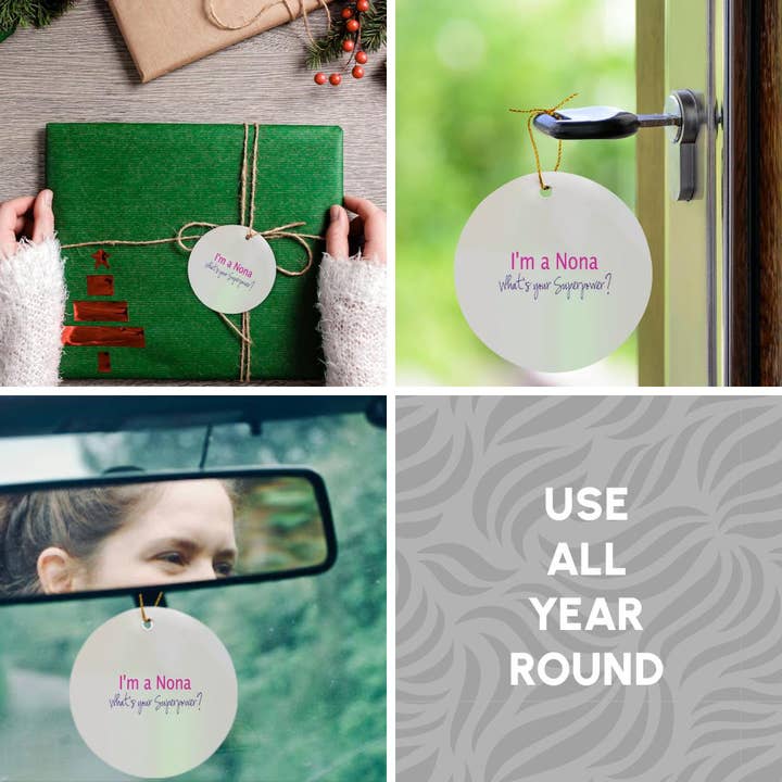 3dRose - Wholesale Ornament - 3dRose, Im a Nona - Whats your Superpower - hot pink - funny gift for grandma, Ornament4