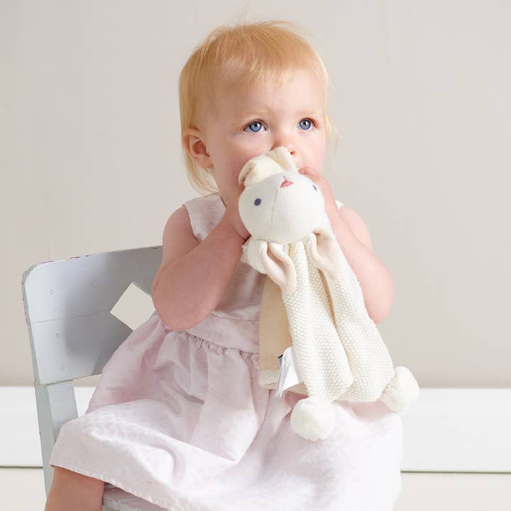 ThreadBear Design UK/EU - Wholesale Security/Cuddle Blanket - Baby - Baby Threads Cream Bunny - Organic Comforter 25cm