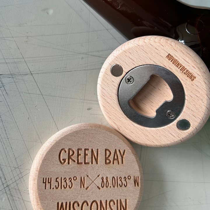 Novotny Designs - Wholesale Bottle/wine opener - Customized city coordinates wood bottle opener2