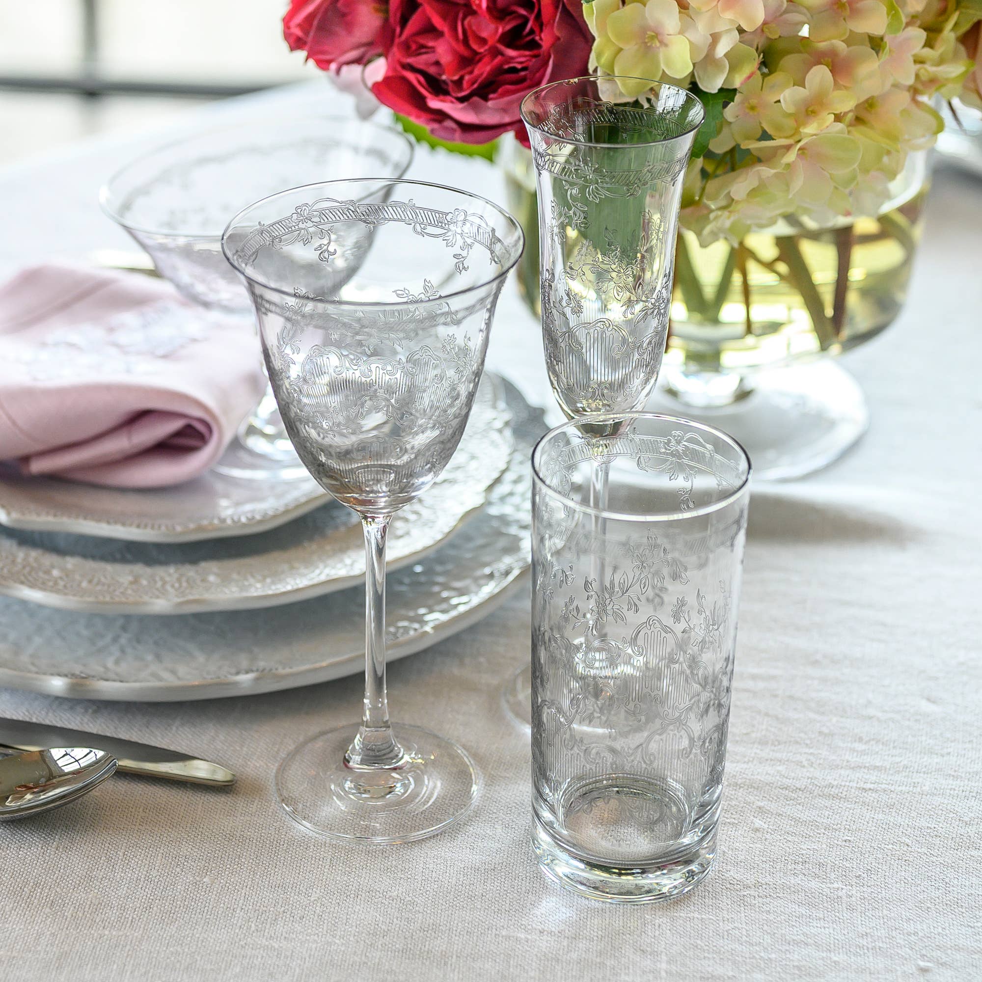 Arte Italica & Crown Linen Designs – wholesale Champagne flute – Giardino Flute5