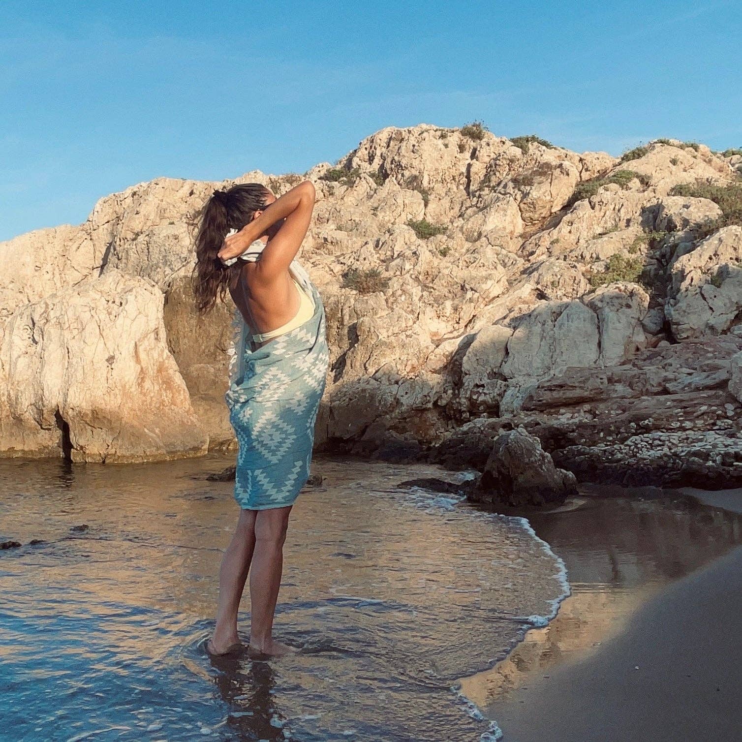 HELLO TURCO Turkish Towels - Wholesale Beach Towel - Kilim Pastel Green Handwoven3