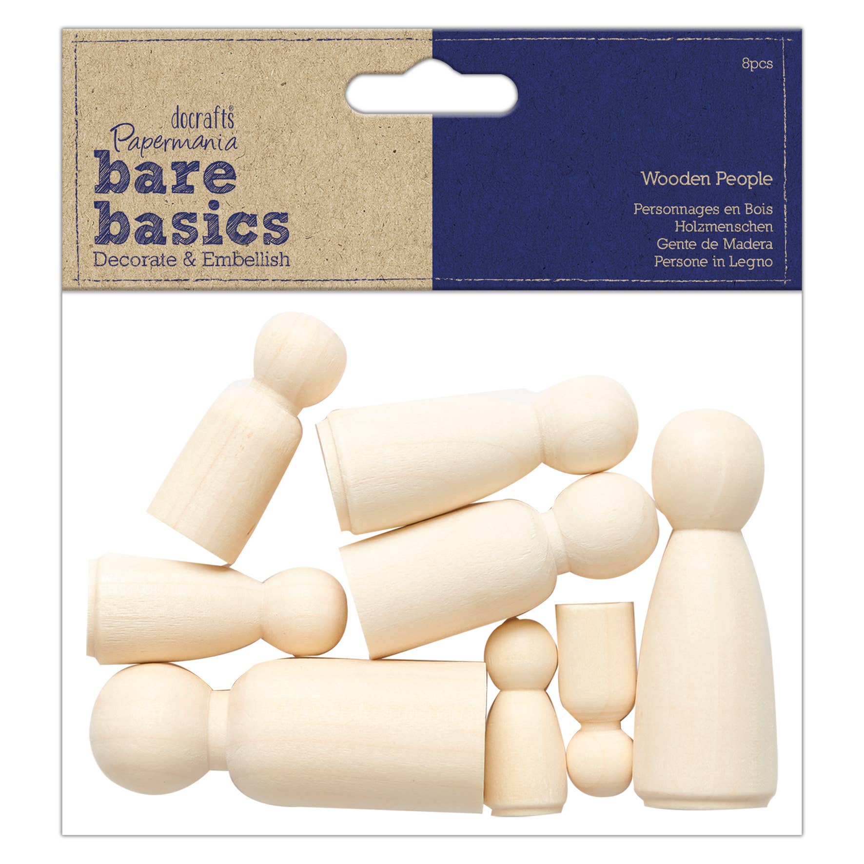 West Design Products – wholesale Craft supplies – Bare Basics - Wooden People (8pcs) - Family0