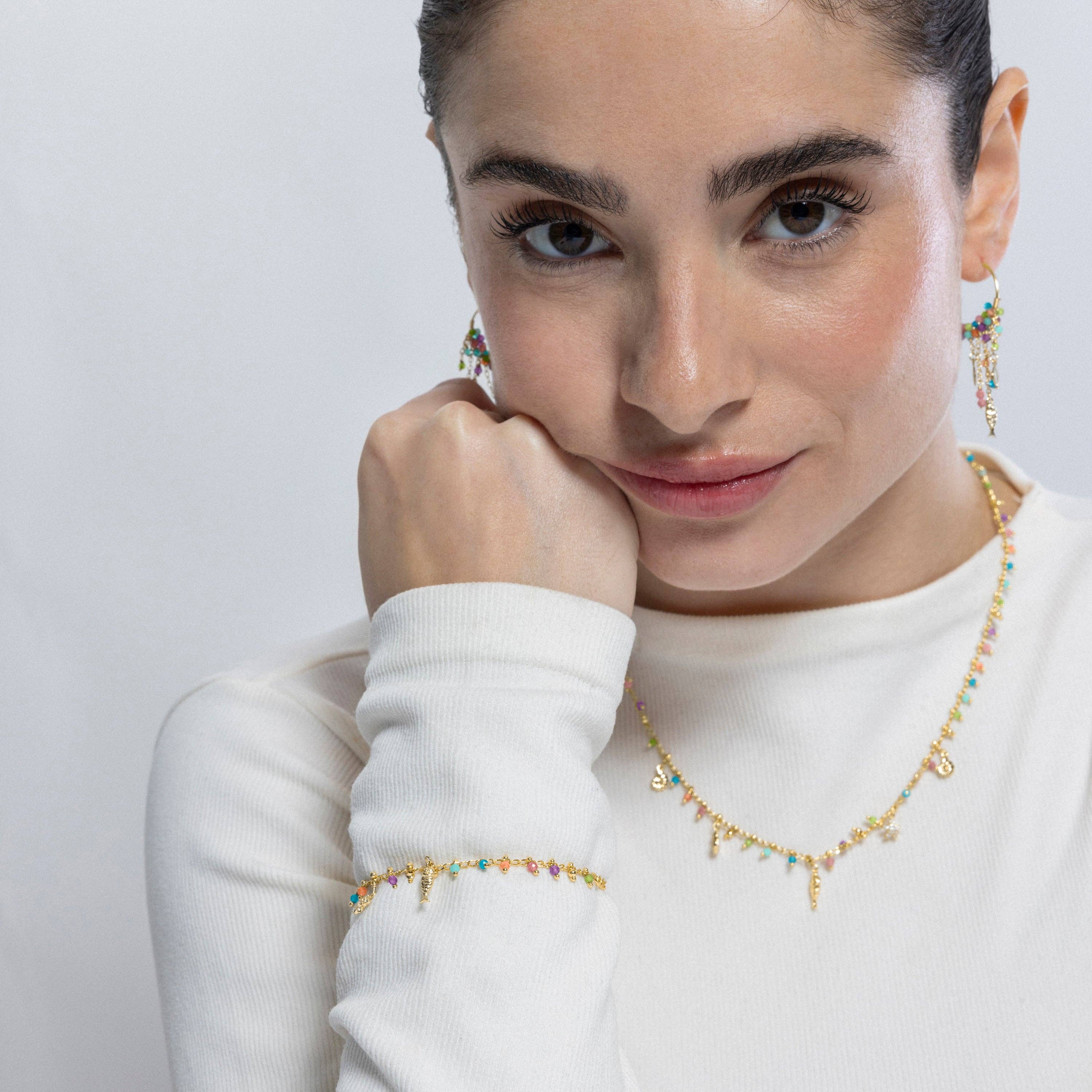 Luxenter - Vente Bracelets à breloques/pendentifs - Bracelet en argent sterling 925 et cristal multicolore fini en or jaune 18k - Kaiquia2