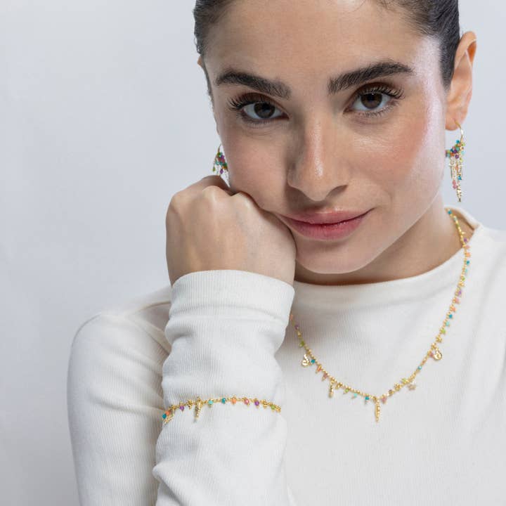 Luxenter - Vente Bracelets à breloques/pendentifs - Bracelet en argent sterling 925 et cristal multicolore fini en or jaune 18k - Kaiquia2