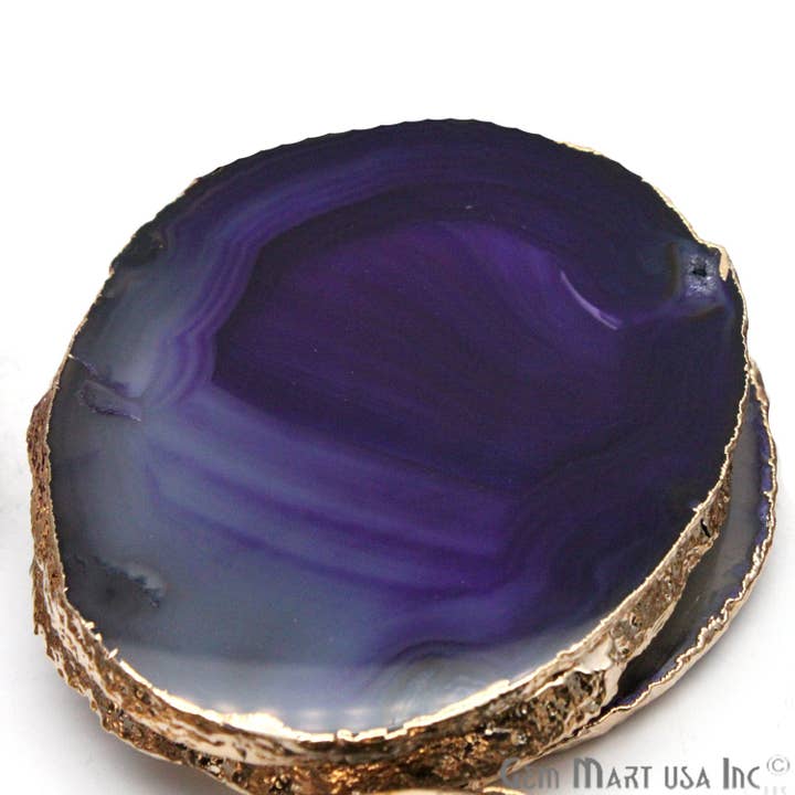 GemMartUSA - Wholesale Coasters - Natural Purple Agate Coaster, Drinkware Set, Rock Coaster7