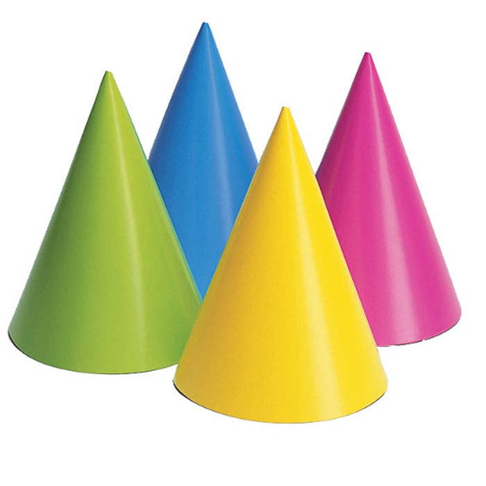 Neon Party Hats, 8/Pkg for wholesale by Bulk Party Decor