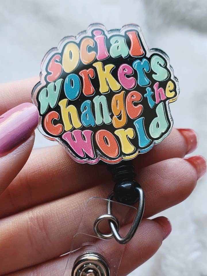 Social Work Badge Reel Sozialarbeiter verändern die Welt für den Großhandel von Sahara Shay Designs