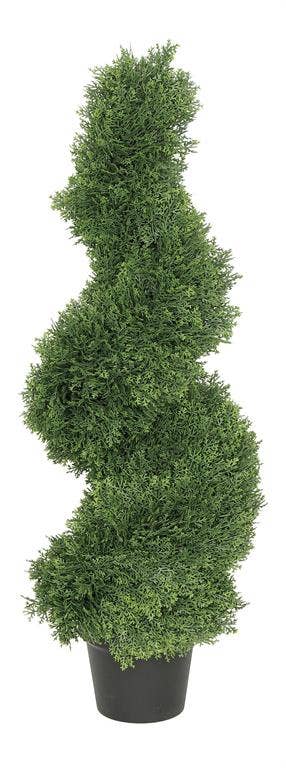 Select Artificials, Inc. - Wholesale Artificial Plant - Spiral Cypress in Pot, 36", UV Proof, PE, Green