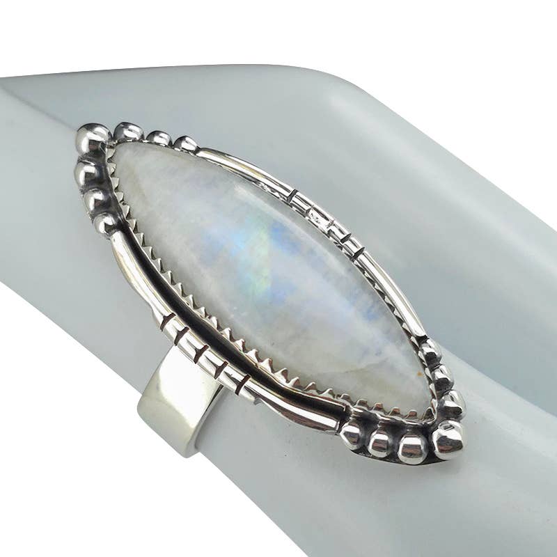Amberman - Wholesale Cocktail/Statement Ring - Moonstone 925 Silver Adjustable Ring2