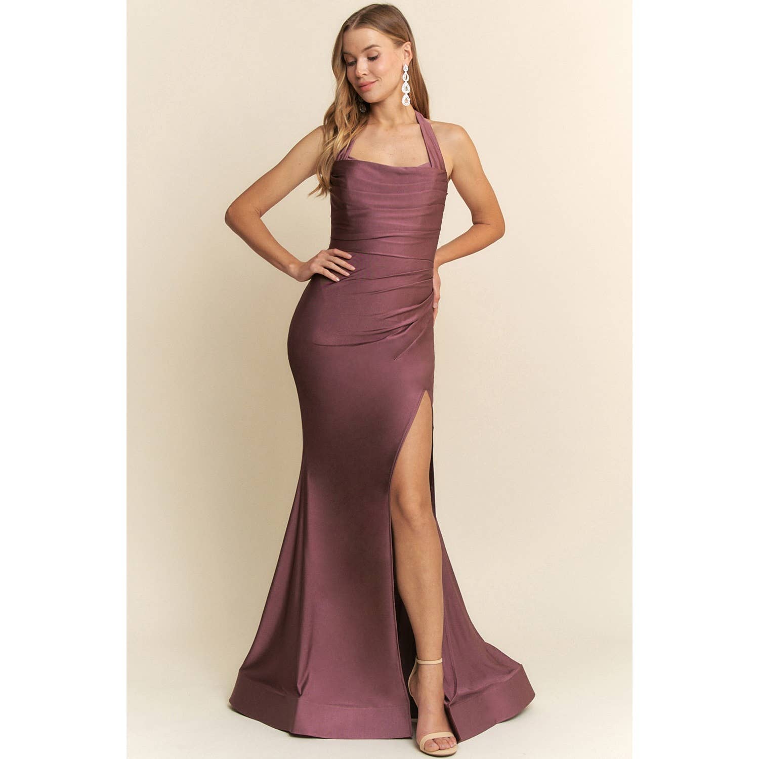 Maniju - Vendita all'ingrosso Vestito - Donna - Scollo a barchetta con dettaglio arricciato Maxi MF226084