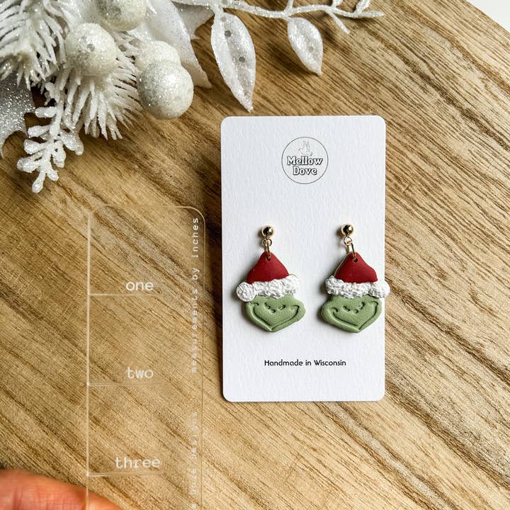 Mellow Dove Designs - Wholesale Dangle Earrings - Grinch Dangle Earrings | Boho Christmas Earrings3