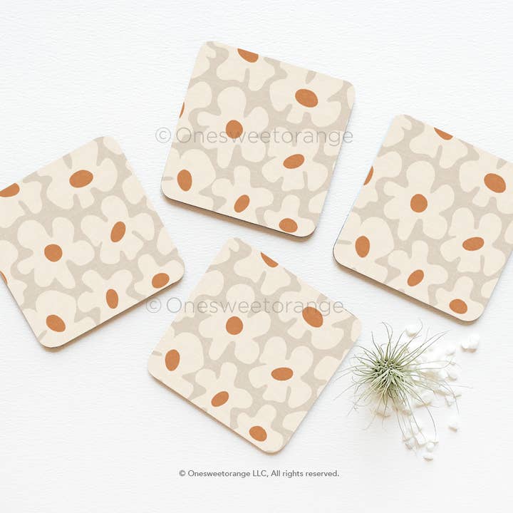 Ensemble de sous-verres Boho Daisy Lot de 4 sous-verres marguerites pour la vente par Onesweetorange