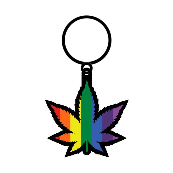Rainbow Leaf Keychain, KEY-031 for wholesale by Wood Rocket Products