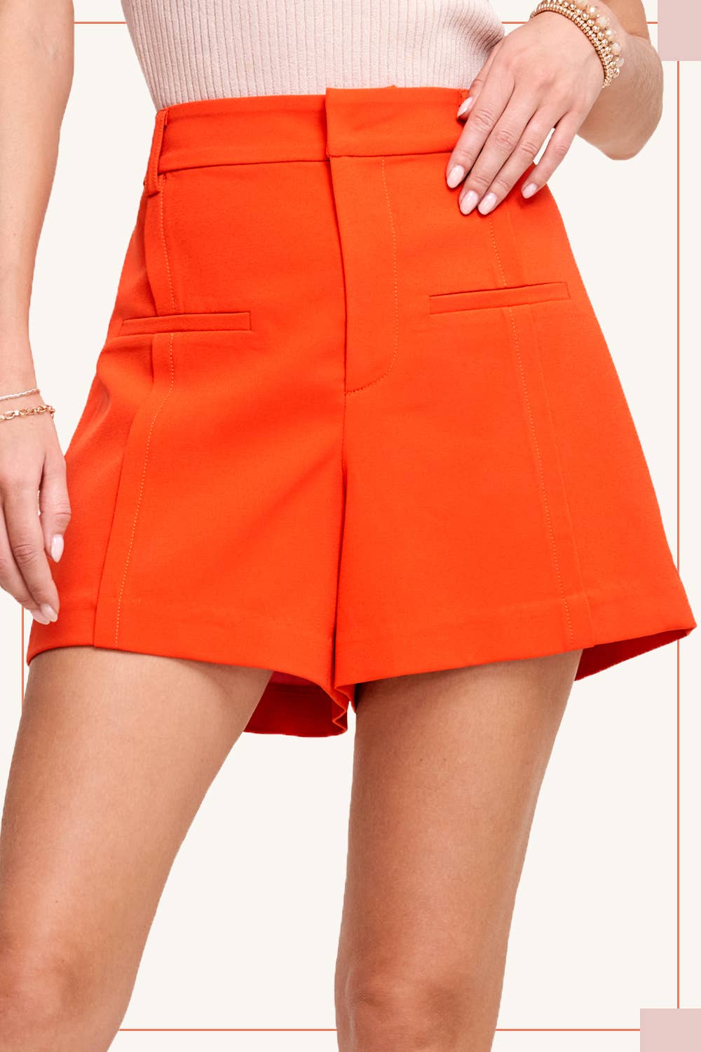 La Miel - Vente Short – femme - HCP4223-Short trapèze classique taille haute à taille haute14