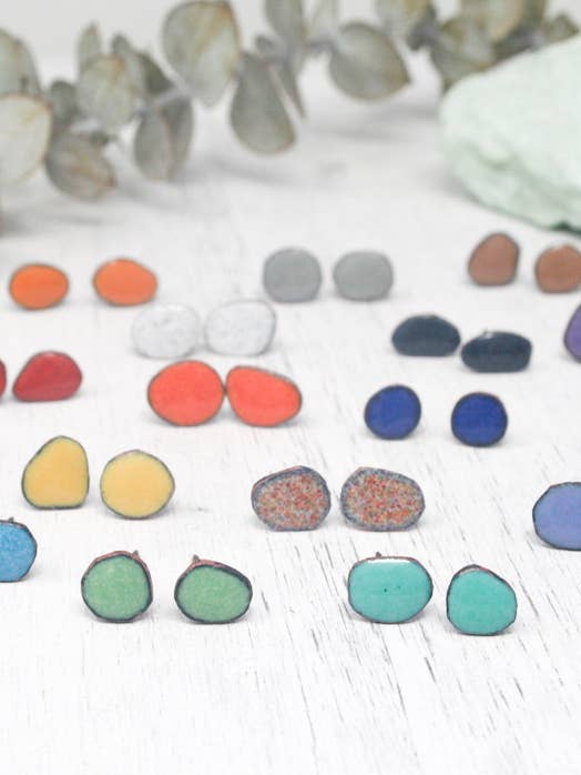 Bitty Enameled Post/Stud Earrings. Many summer colors. for wholesale by Rising Jewelry