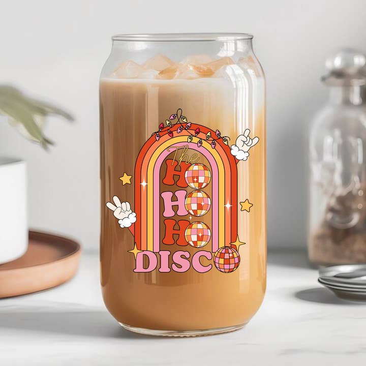 Weavey Studio - Wholesale Drinking glass/cup - HO HO HO disco ball beer can libbey glass tumbler gift0