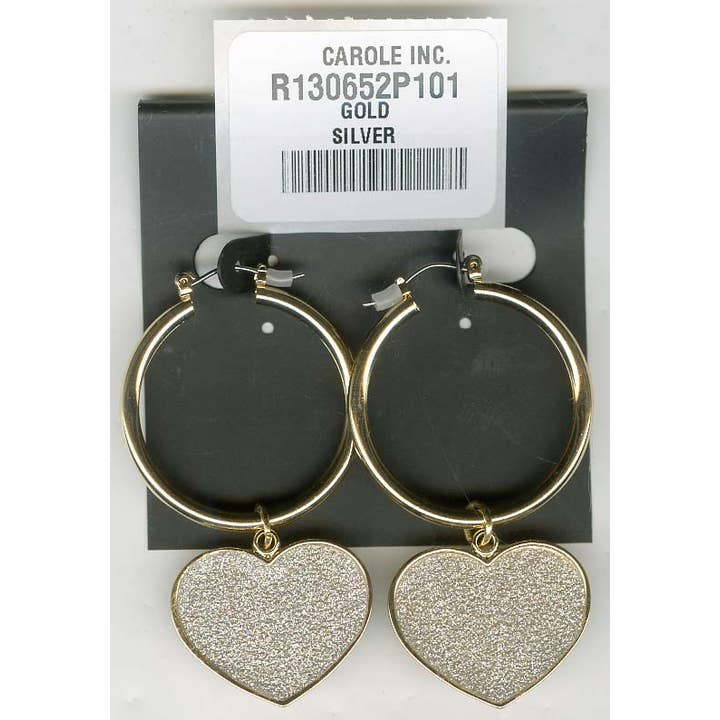 Carole Inc. - Wholesale Dangle Earrings - Hoop With Sugar Metal Heart