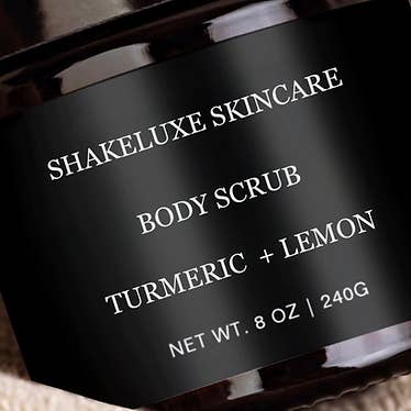 Turmeric Lemon Body Scrub for wholesale by ShakeLuxe Skincare