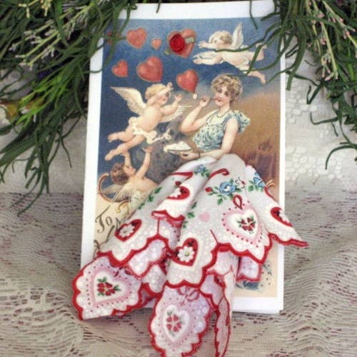 MOMENTS IN THYME - Wholesale Valentine's Day Card - Fondest Wishes Keepsake Hanky Card