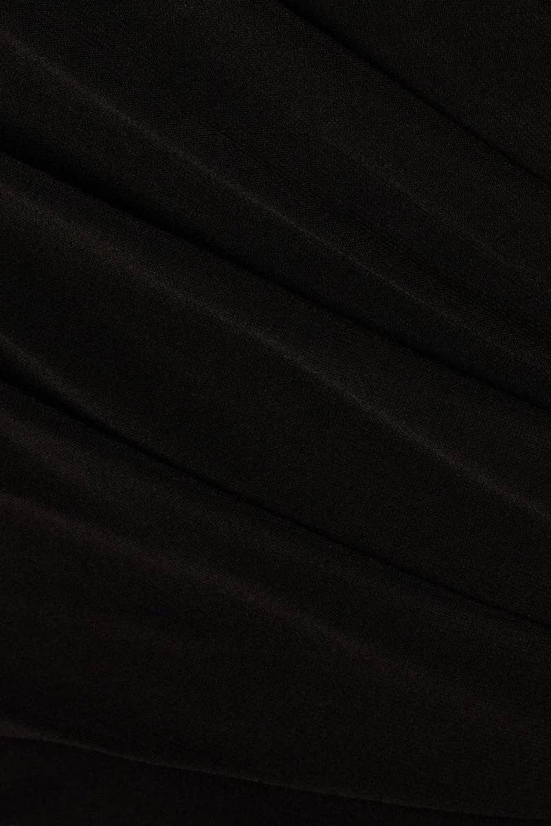 NEGRO Mono recto de pierna recta con cuello redondo de encaje, manga al codo y puño con volante de Adrianna Papell. de venta al por mayor en Faire3