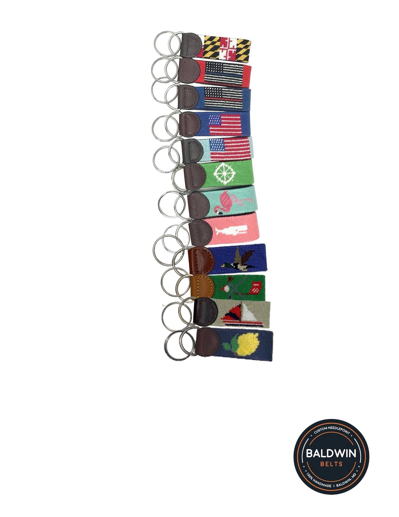 customization available for color and or design Needlepoint Fob-Mallard Ducks Designs 8wk stitch time for wholesale on Faire3