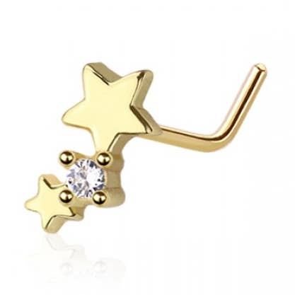 DOUBLE STAR WITH CENTER CZ PRONG PAVE GEM 316L SURGICAL STEE for wholesale by CRAVE