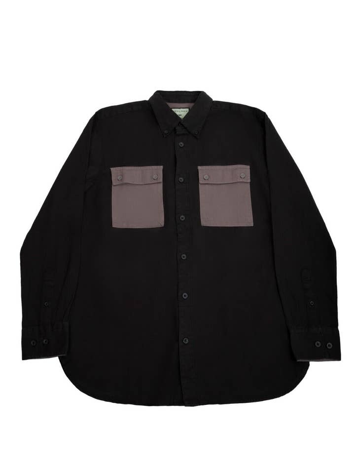 Formal Shirts Mens Long Sleeve Top- Jet Black/Volcanic Glass for wholesale by TOPLOOK LONDON