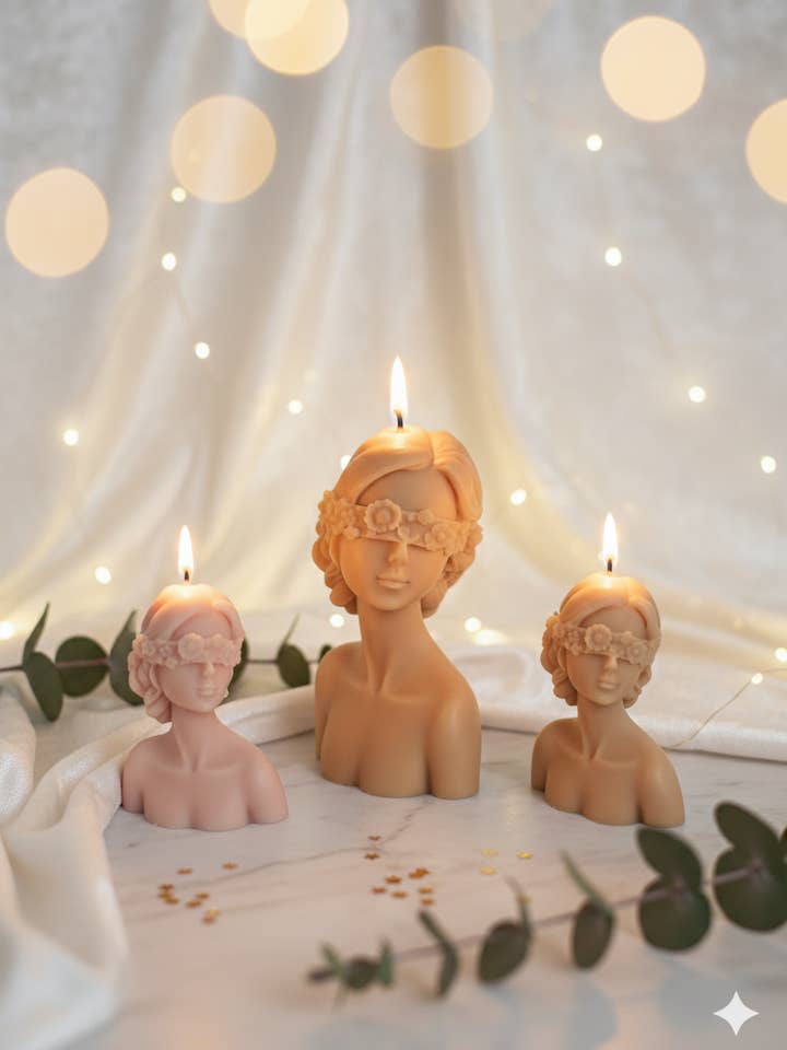 Vela de menina vendada | Vela de estátua de menina de cera de soja por atacado de Nely Store