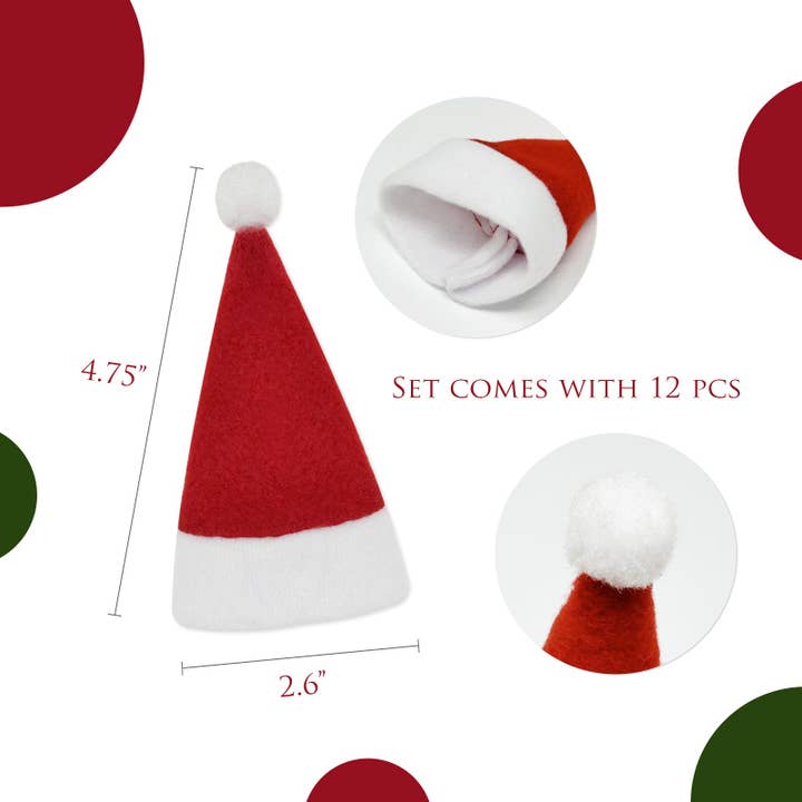 Wrapables.com - Wholesale Christmas Decoration - Wrapables Mini Santa Hat Silverware Holders, Wine Bottle Hats, Table Decor (Set of 12)1