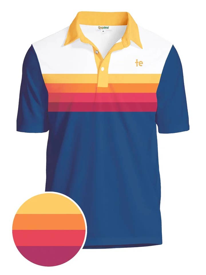 Slice of Sunset Golf Polo Shirt - Men's Striped Golf Apparel for wholesale by Tipsy Elves