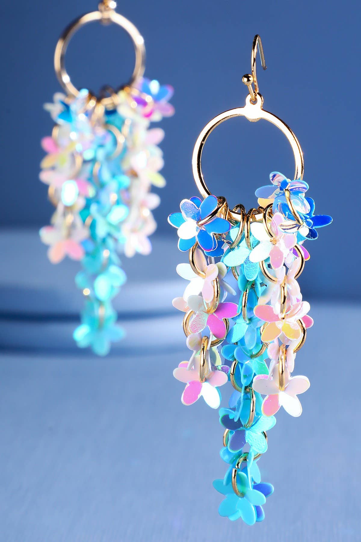 Urbanista - Wholesale Dangle Earrings - Falling Flower Sequin Earrings6