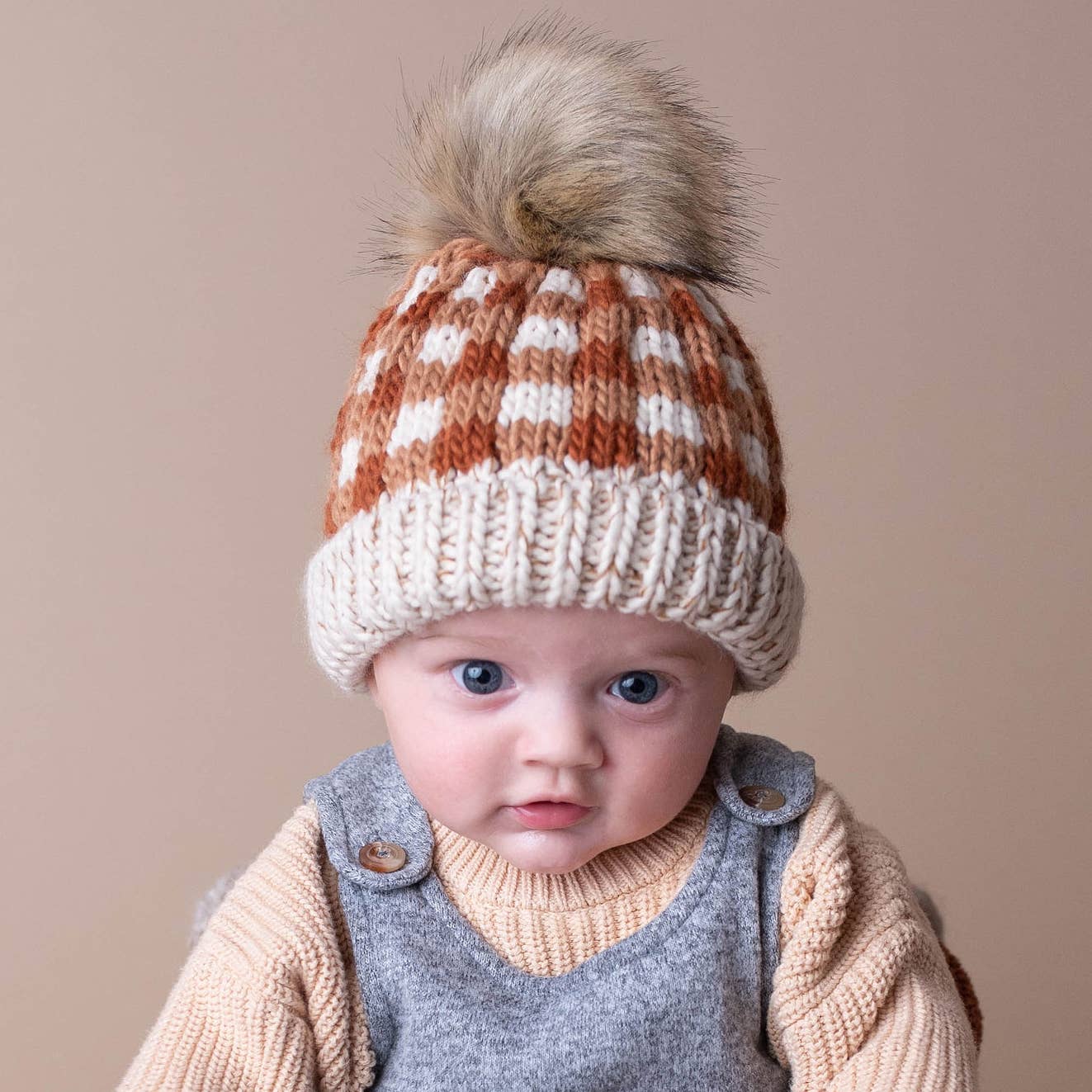 Huggalugs - Wholesale Beanie - Kids - Sienna Buffalo Check Pom Pom Beanie Hat Baby & Kids1