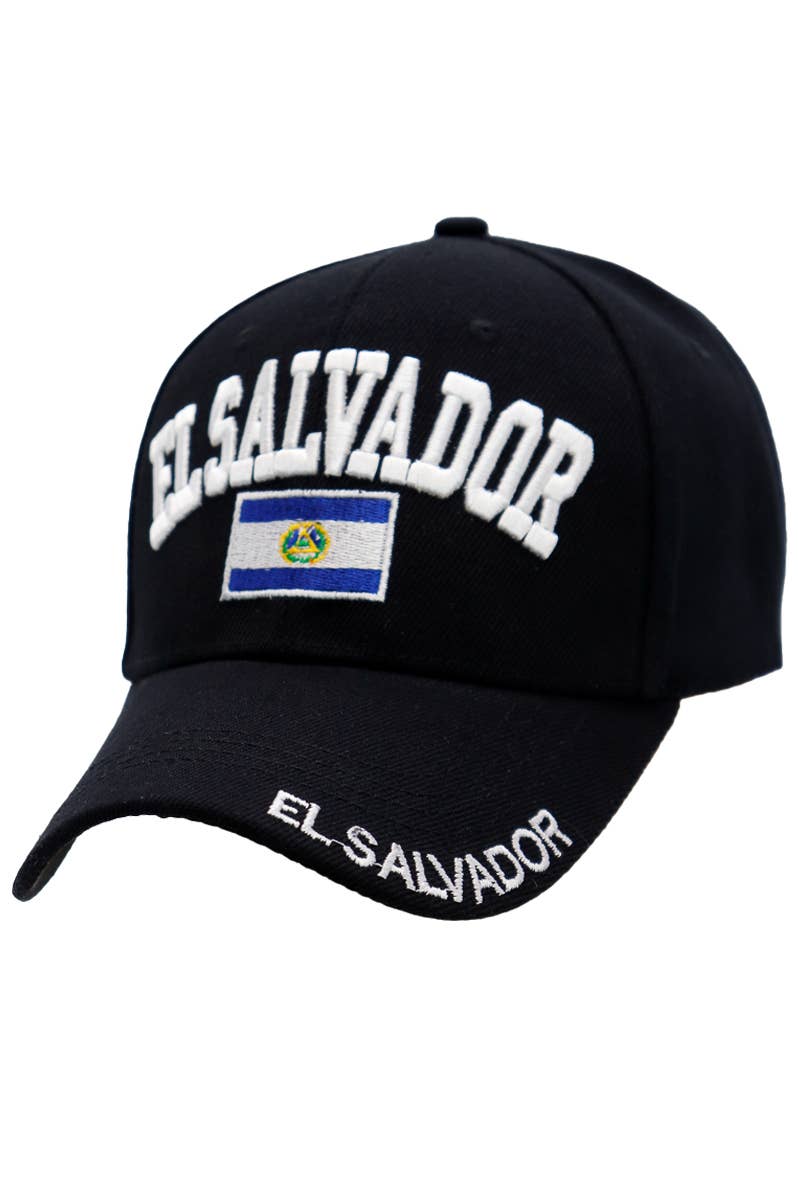 Cap Zone - Wholesale Baseball Cap - Unisex - El Salvador Logo Flag Velcro Back Baseball Cap1