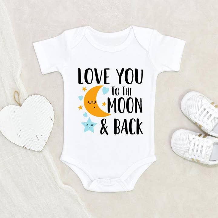 NewBabyWishes - Vente Body (sans pieds) – bébé - Vêtements de bébé mignons - Love You To The Moon And Back Onesie1