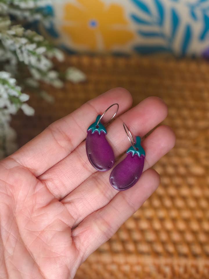 Eggplant Mini Hoops for wholesale by Ivy Lane Clay Co.